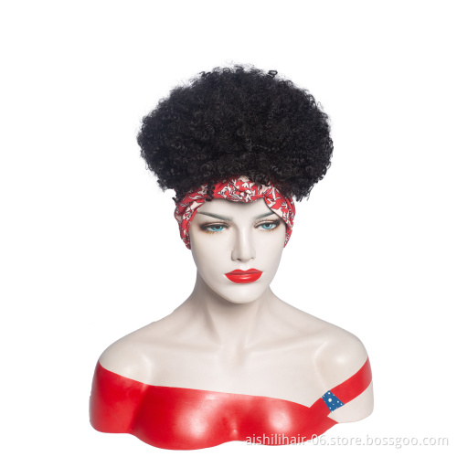 Aishili wholesale wig with headband attached Afro curly headband wigs for black women